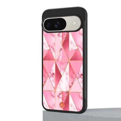 magical pink marble back phone cover | glass case for google pixel 9