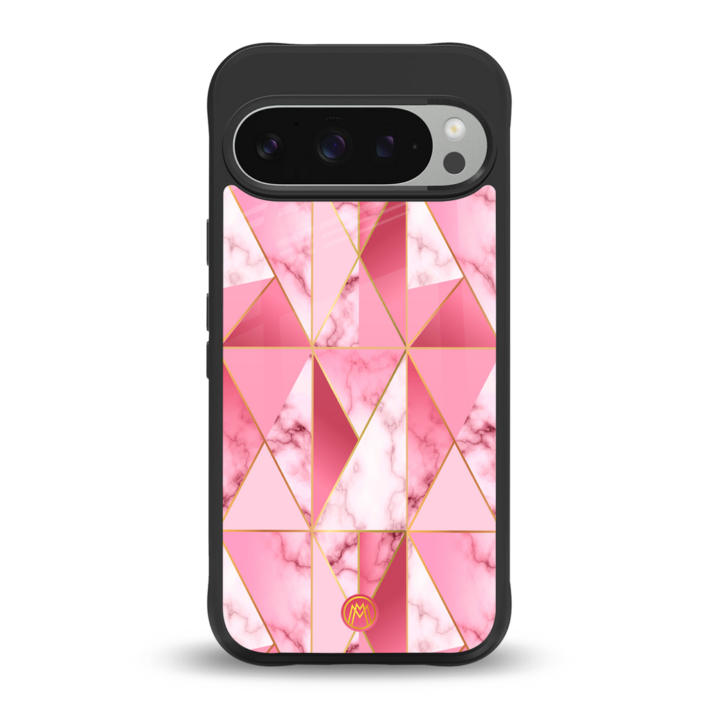 magical pink marble back phone cover | glass case for google pixel 9 pro