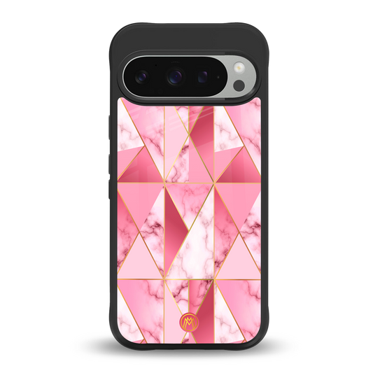 magical pink marble back phone cover | glass case for google pixel 9 pro xl