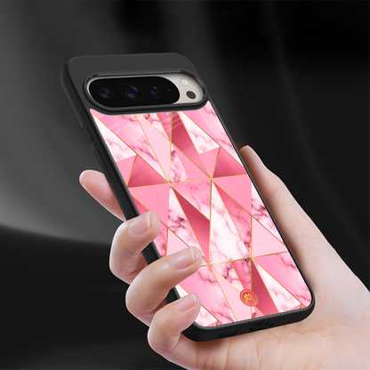 magical pink marble back phone cover | glass case for google pixel 9 pro