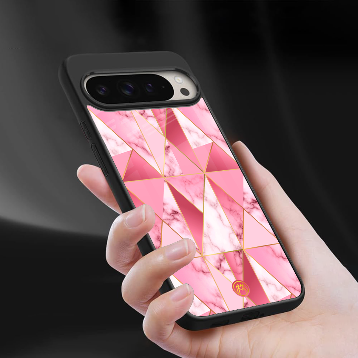 magical pink marble back phone cover | glass case for google pixel 9 pro xl