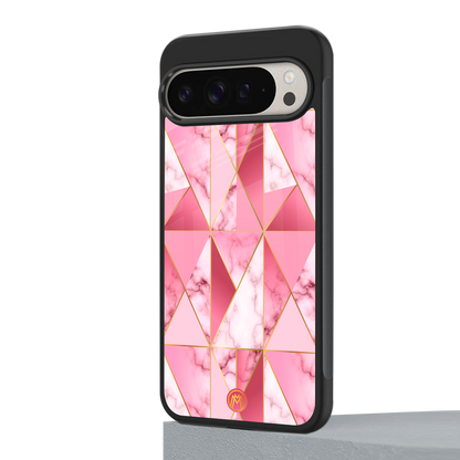 magical pink marble back phone cover | glass case for google pixel 9 pro xl