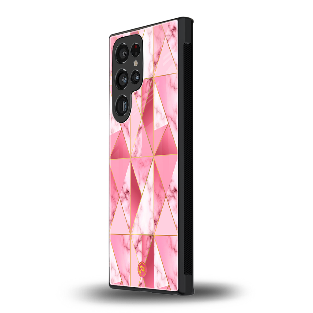 magical pink marble back phone cover | glass case for samsung galaxy s23 ultra