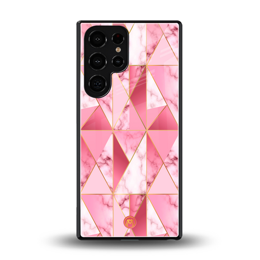 magical pink marble back phone cover | glass case for samsung galaxy s25 ultra