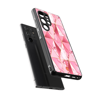 magical pink marble back phone cover | glass case for samsung galaxy s25 ultra