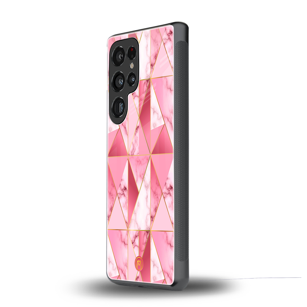 magical pink marble back phone cover | glass case for samsung galaxy s25 ultra