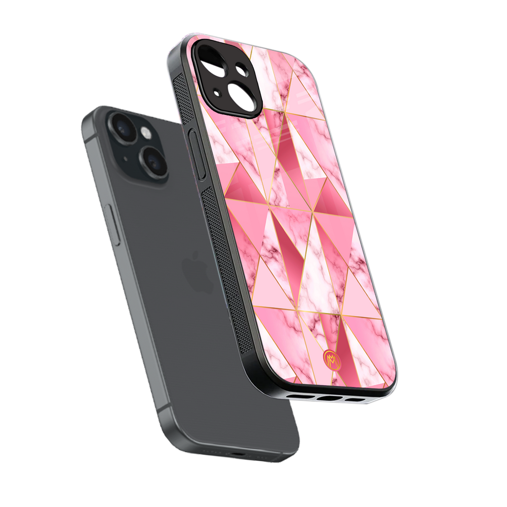 magical pink marble back phone cover | glass case for iphone 15