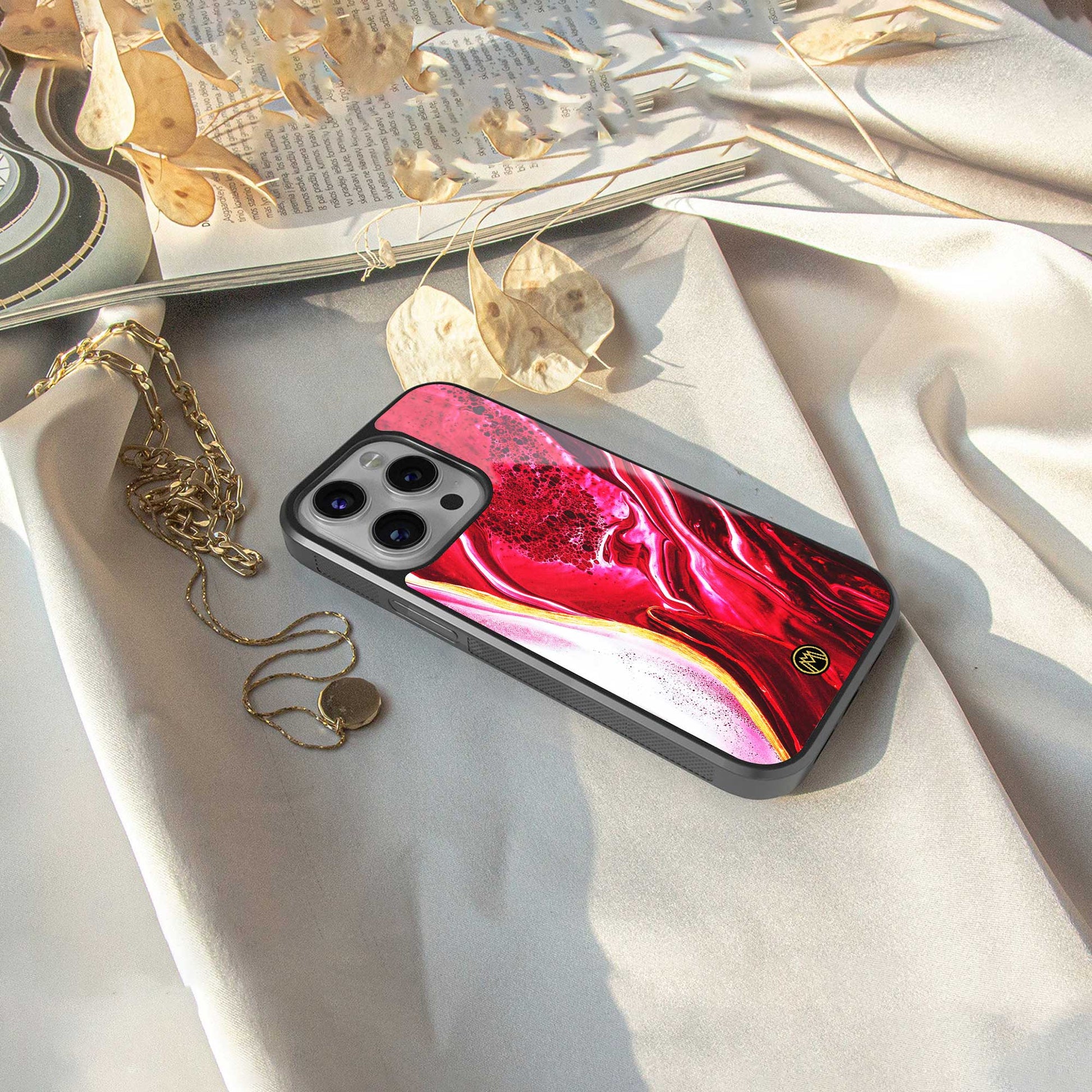 magical pink liquid marble back phone cover | glass case for nothing phone 2