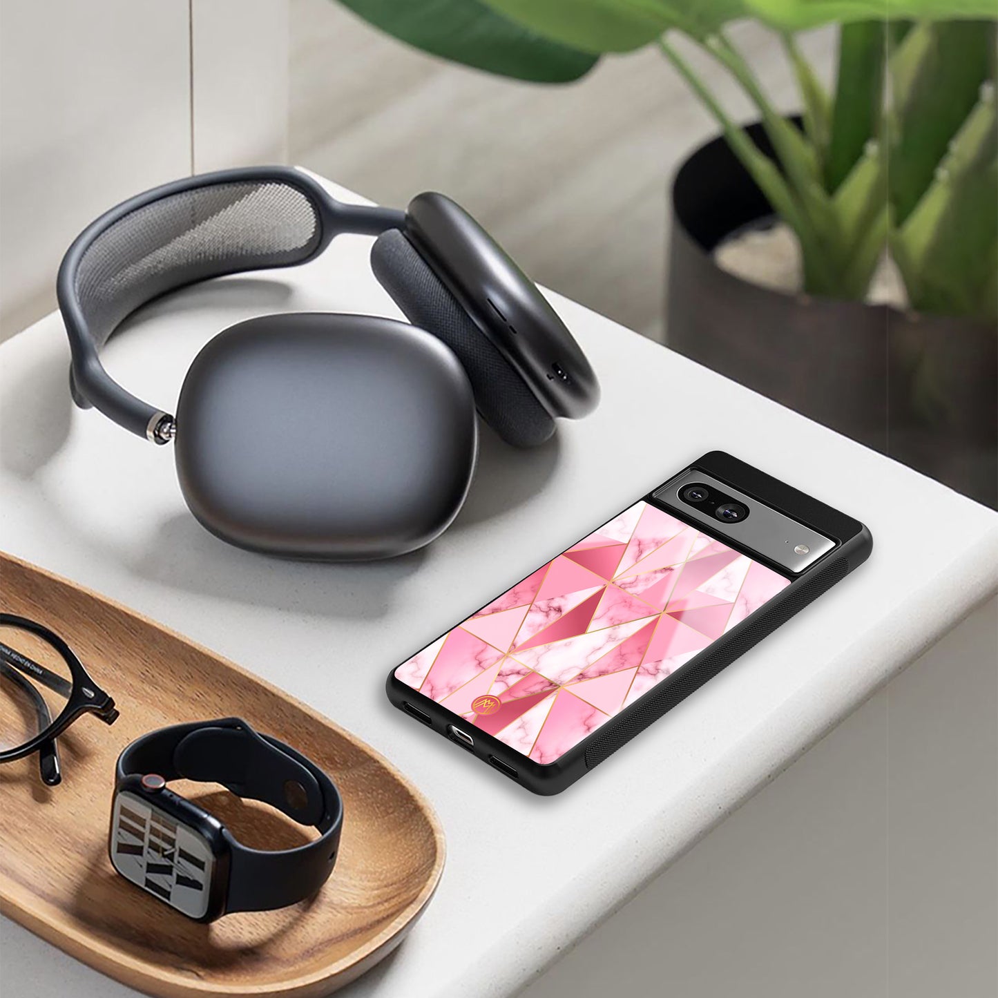 magical pink marble back phone cover | glass case for iphone 16