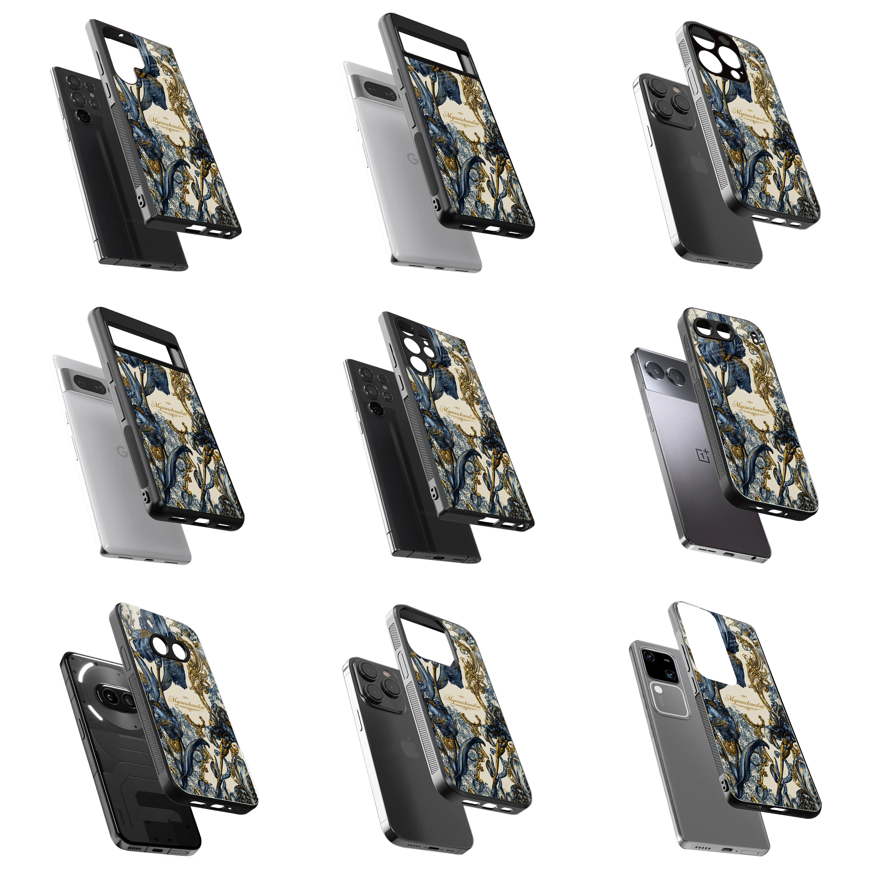 Durable Glass Back Mobile Case for iPhone, Samsung, OnePlus, Google Pixel, Redmi, Vivo, Oppo