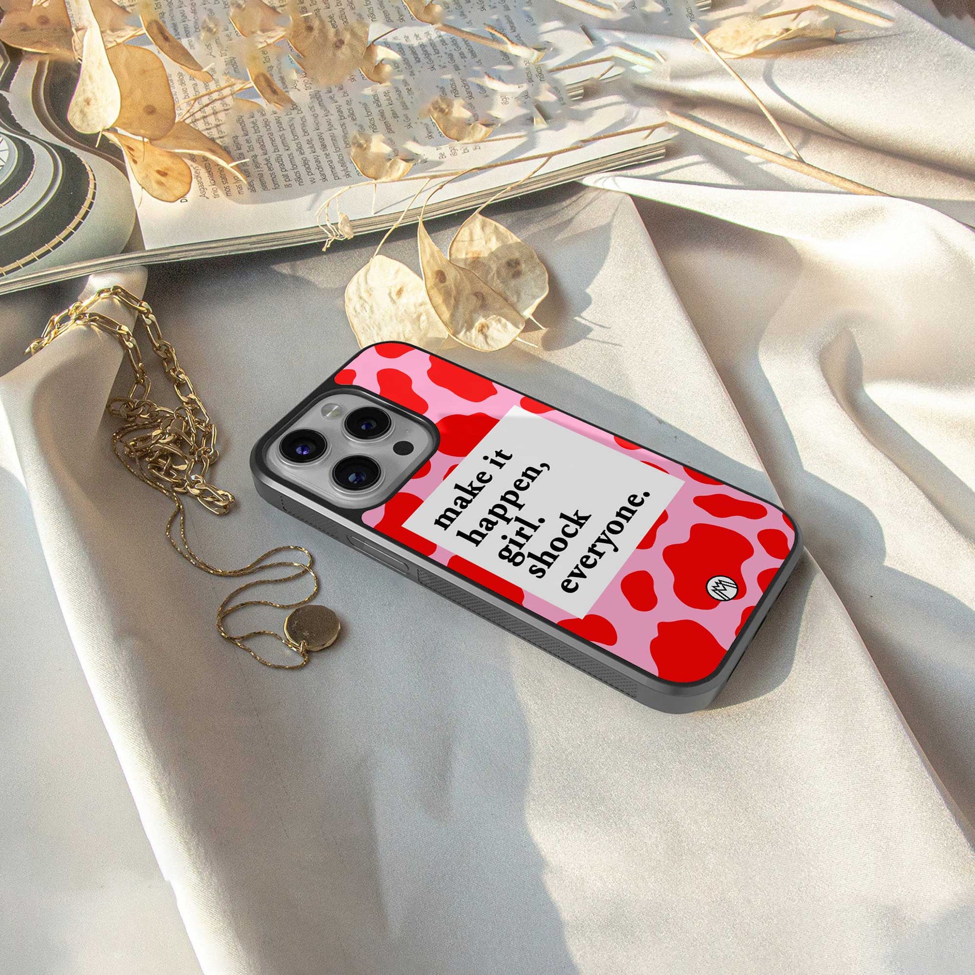 make it happen girl back phone cover | glass case for iphone 13 pro max