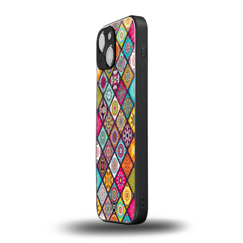 mandala art back phone cover | glass case for iphone 13 mini
