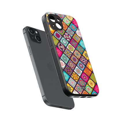 mandala art back phone cover | glass case for iphone 14 plus