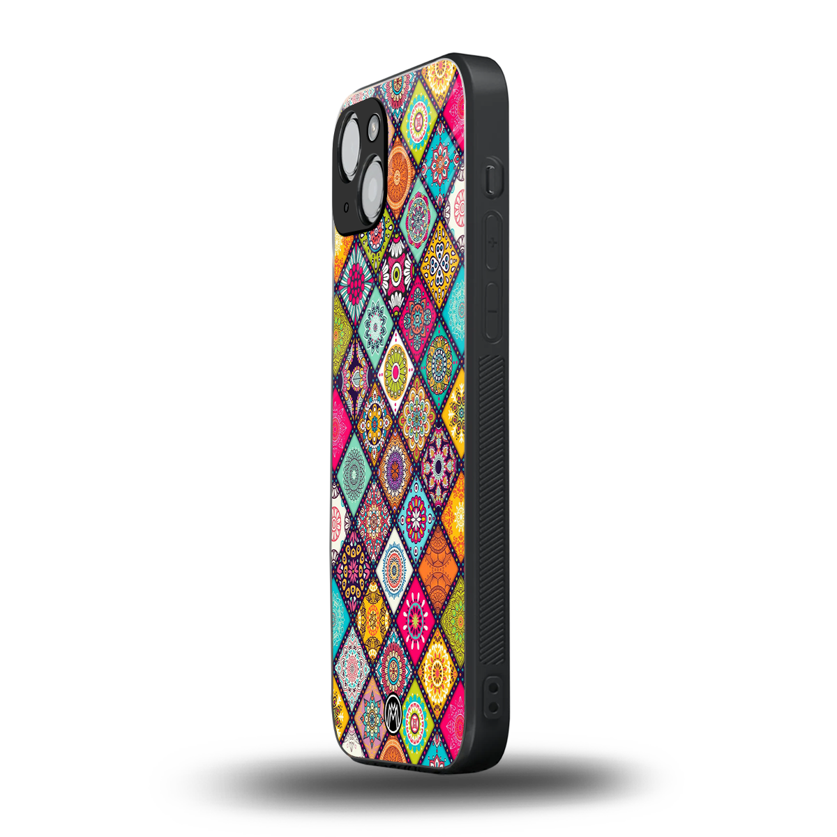 mandala art back phone cover | glass case for iphone 15 plus
