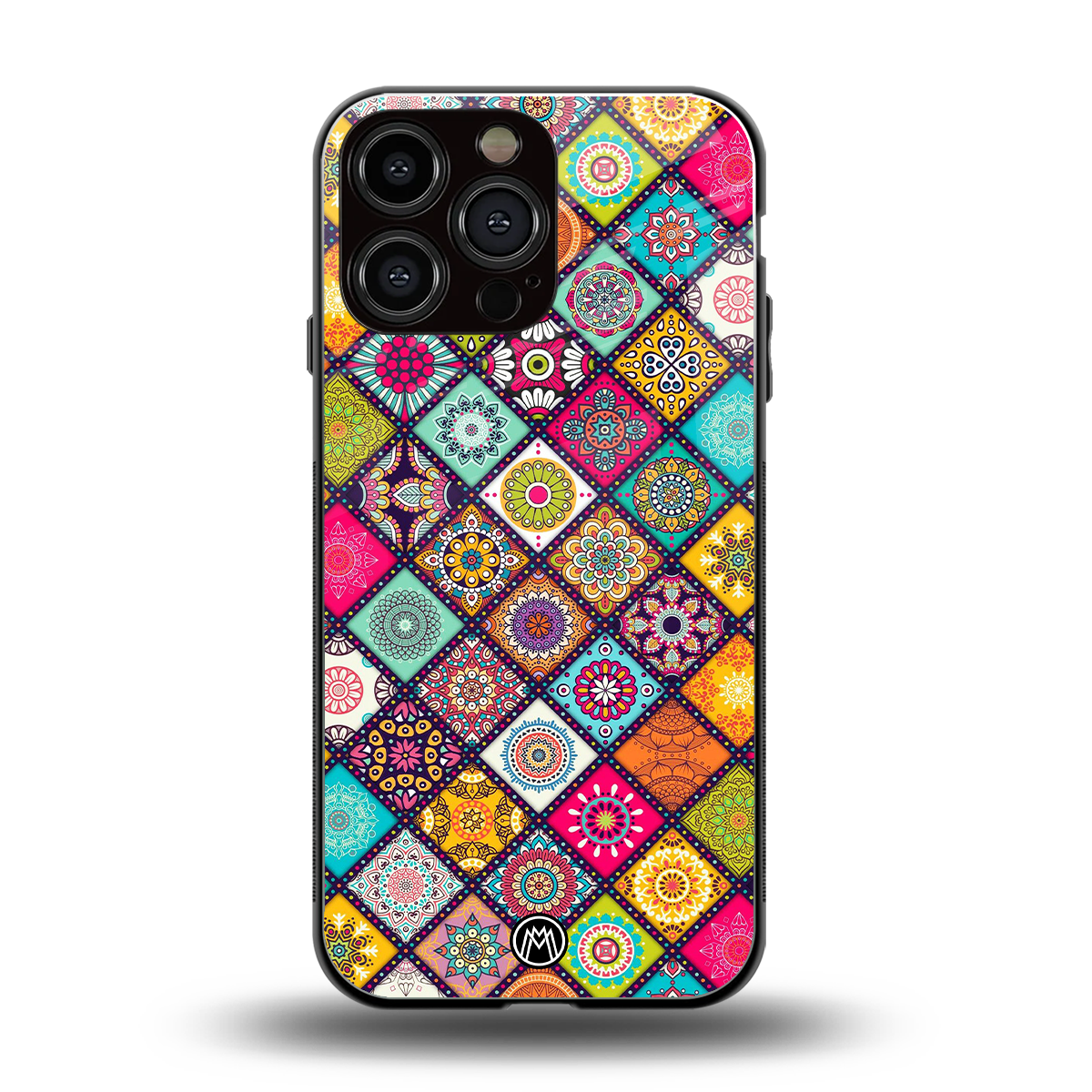 mandala art back phone cover | glass case for iphone 14 pro max