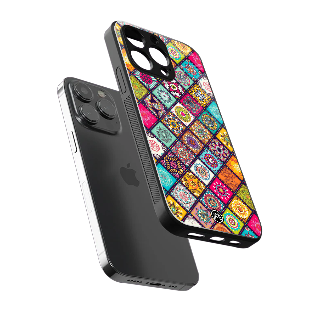 mandala art back phone cover | glass case for iphone 15 pro max