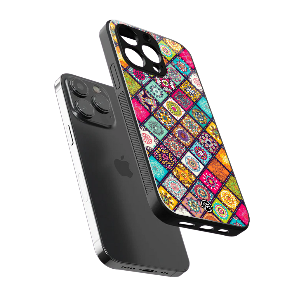 mandala art back phone cover | glass case for iphone 14 pro max
