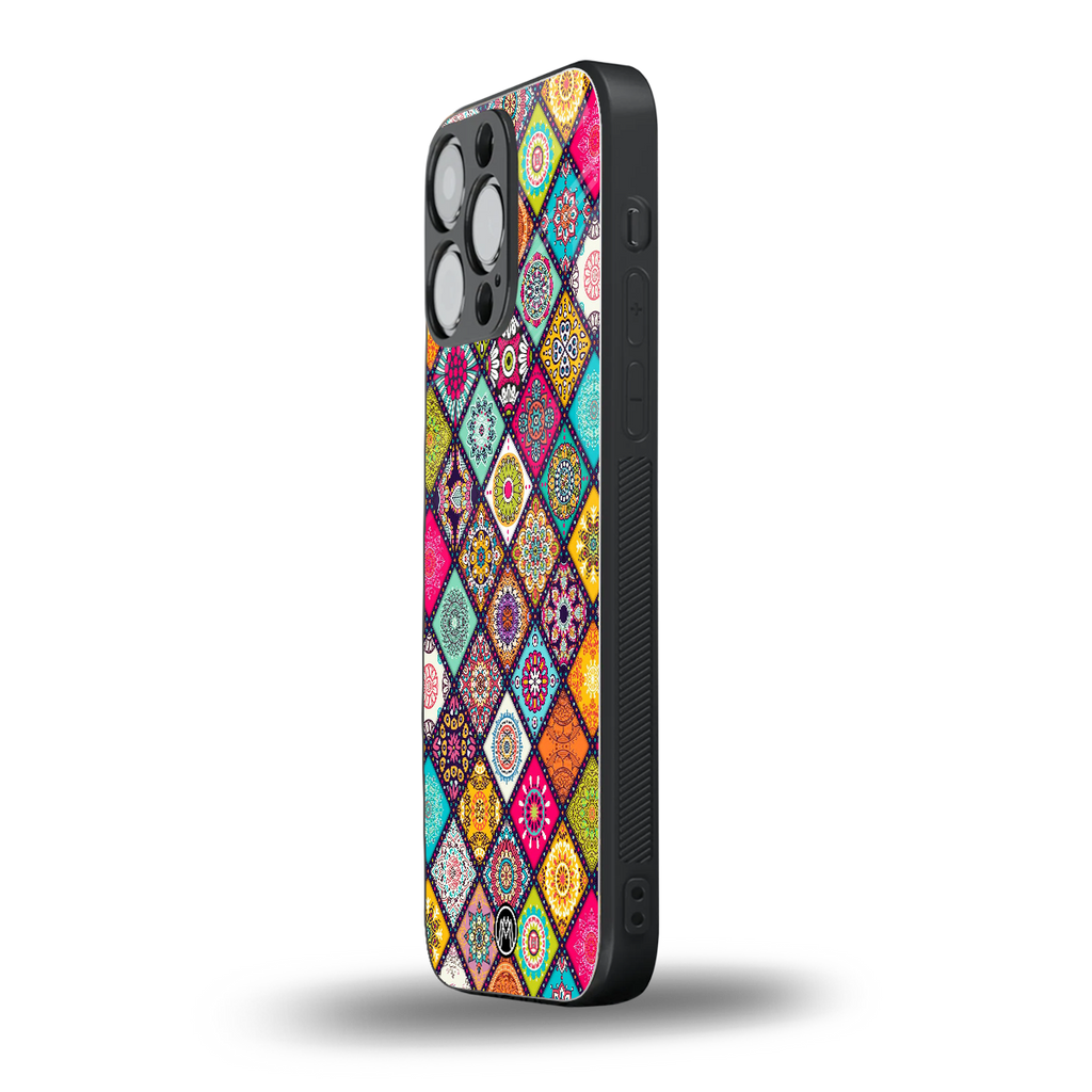 mandala art back phone cover | glass case for iphone 14 pro max