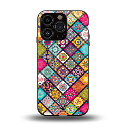 mandala art back phone cover | glass case for iphone 15 pro