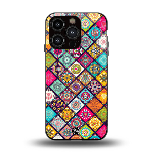 mandala art back phone cover | glass case for iphone 15 pro