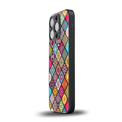 mandala art back phone cover | glass case for iphone 14 pro
