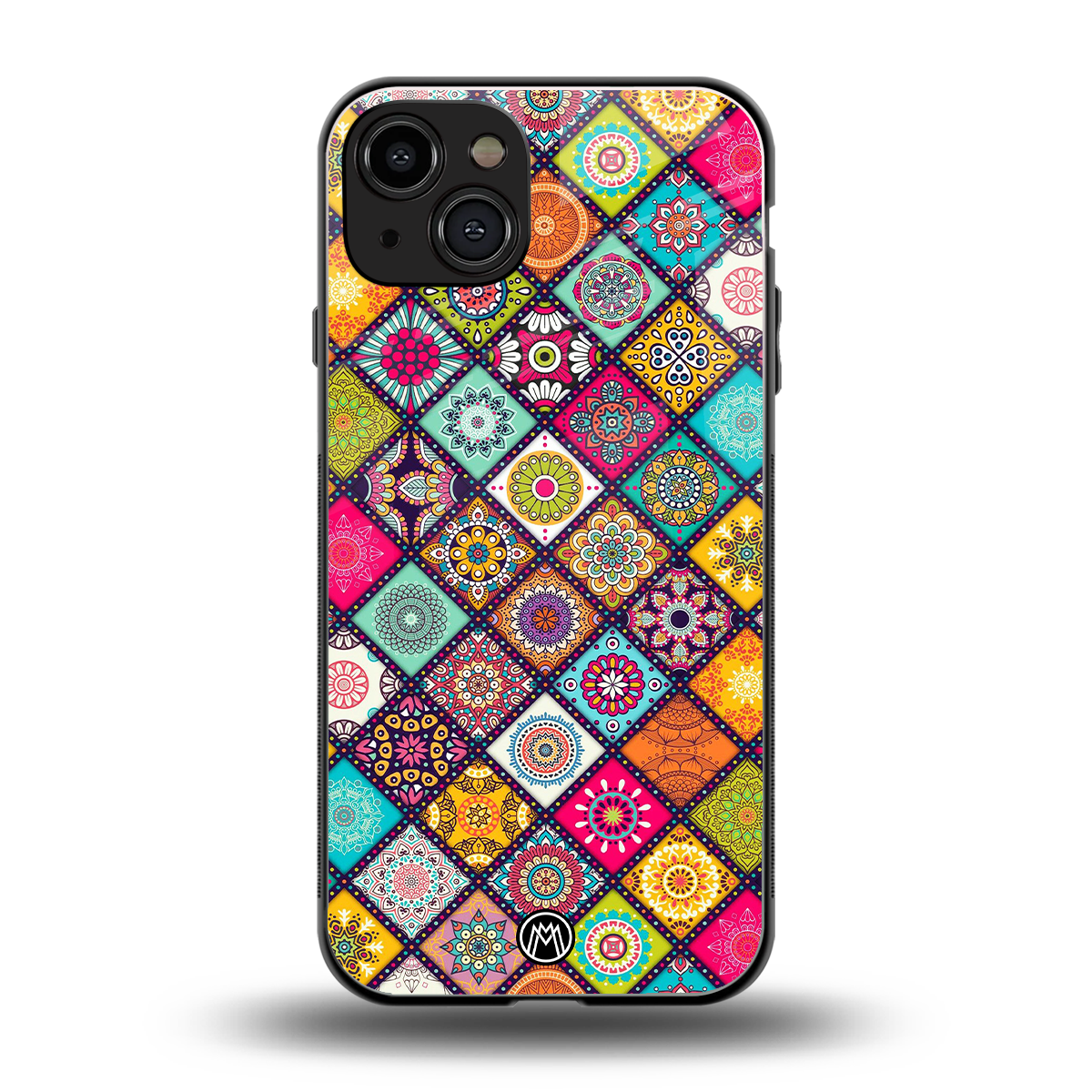 mandala art back phone cover | glass case for iphone 15