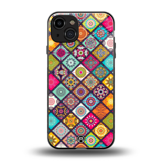 mandala art back phone cover | glass case for iphone 15