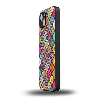 mandala art back phone cover | glass case for iphone 15