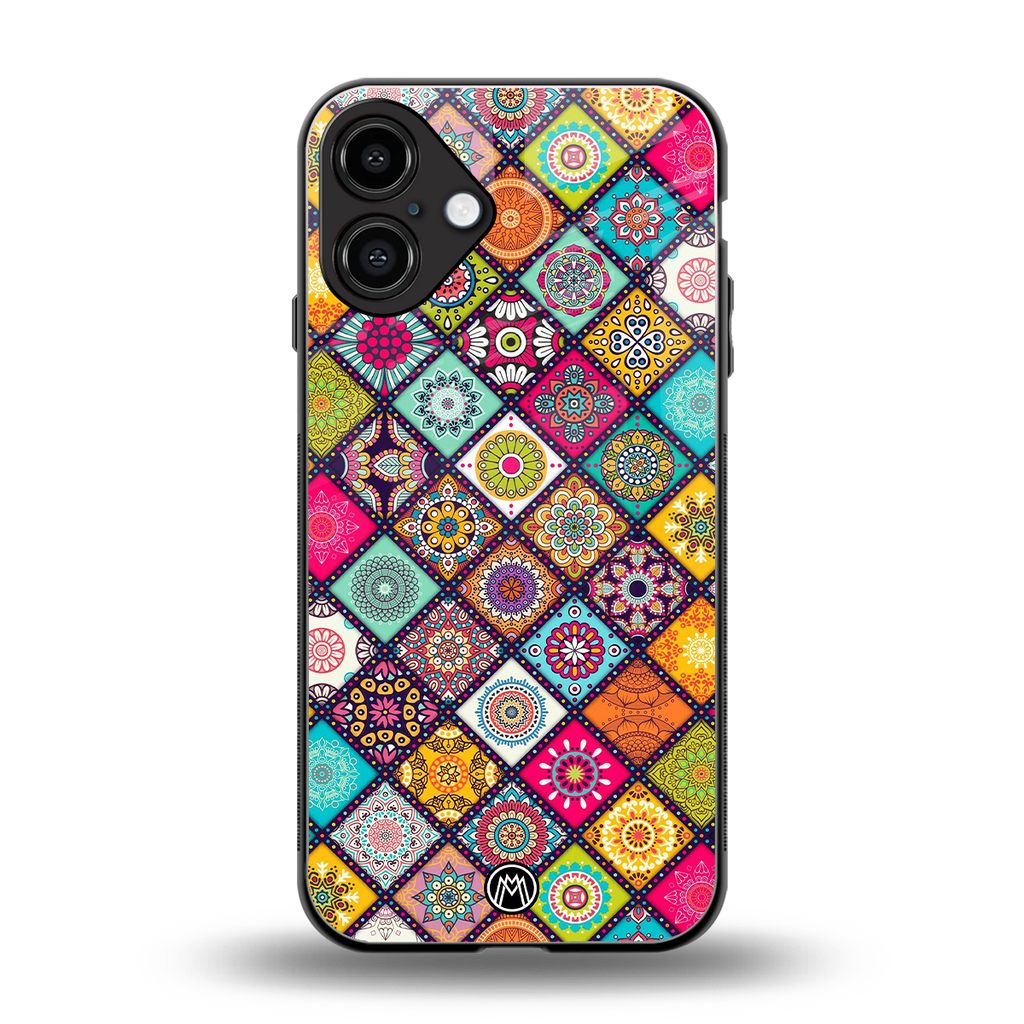 mandala art back phone cover | glass case for iphone 16 plus
