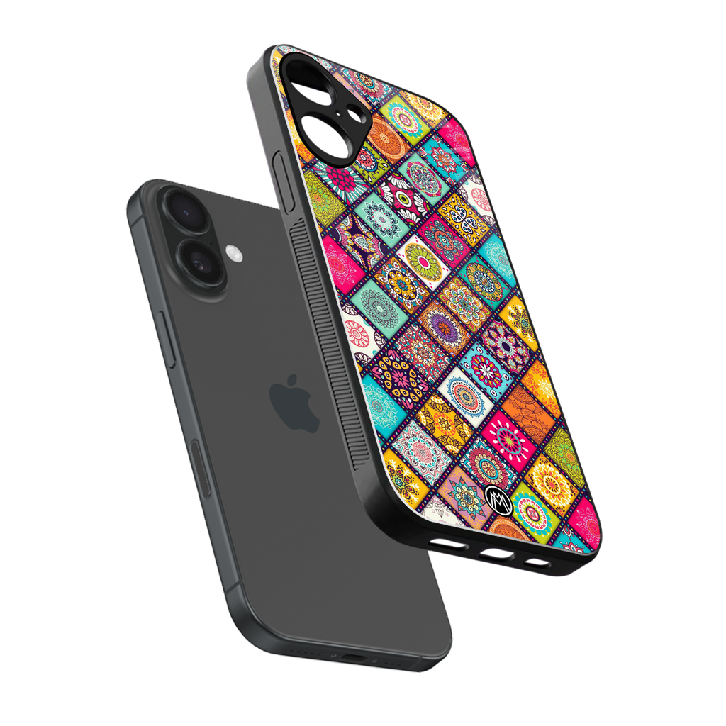 mandala art back phone cover | glass case for iphone 16 plus