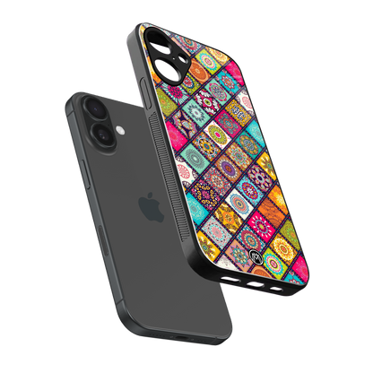 mandala art back phone cover | glass case for iphone 16 plus