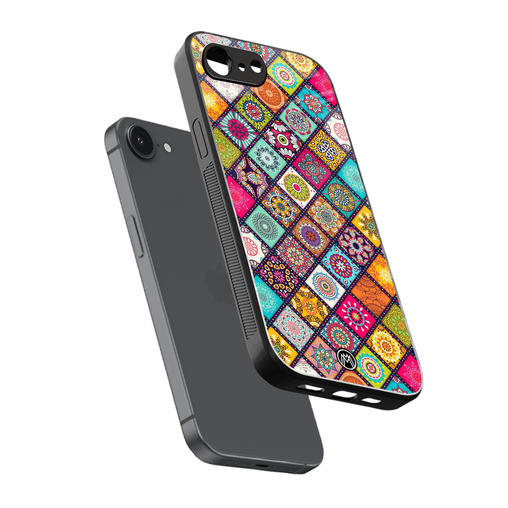 mandala art back phone cover | glass case for iphone 16e