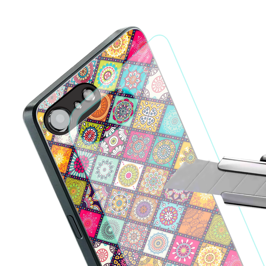 mandala art back phone cover | glass case for iphone 16e