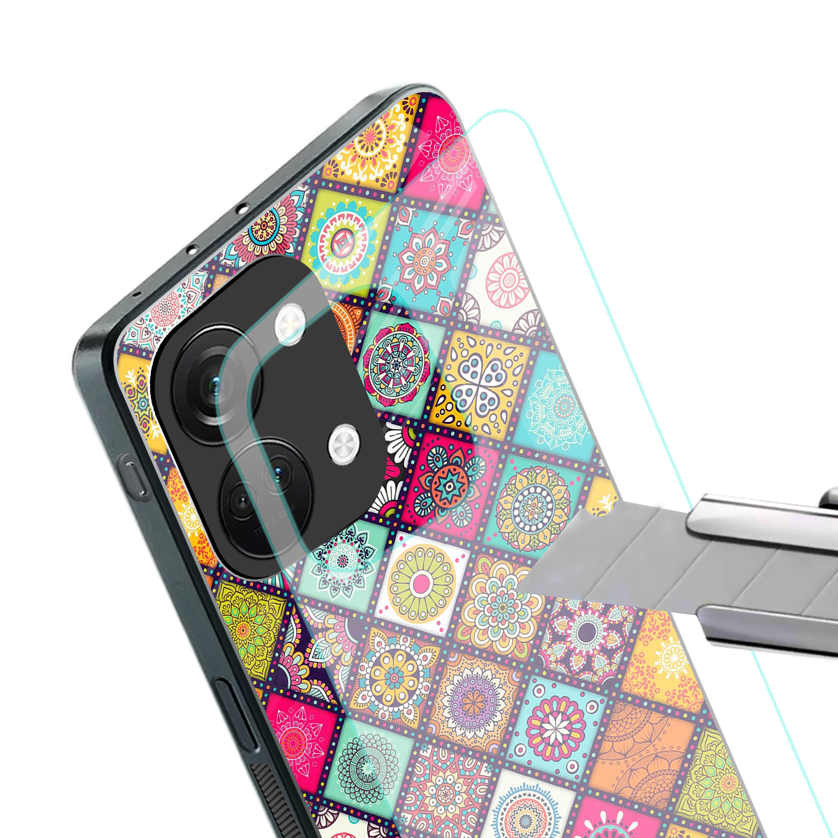 mandala art back phone cover | glass case for oneplus nord 3