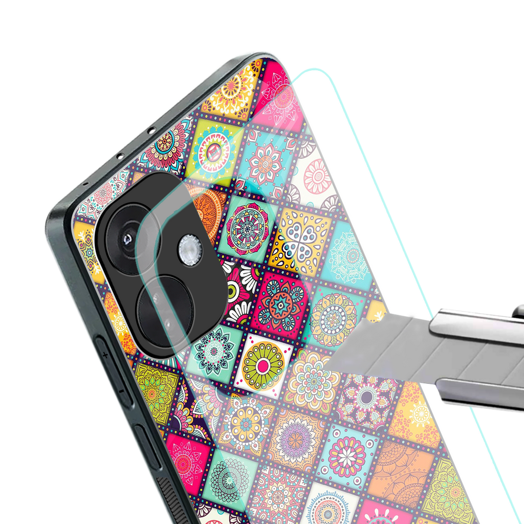 mandala art back phone cover | glass case for oneplus nord ce 3