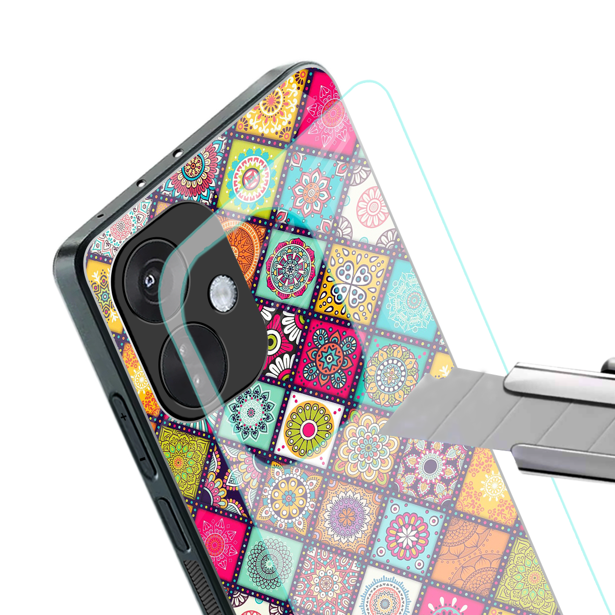 mandala art back phone cover | glass case for oneplus nord ce 3