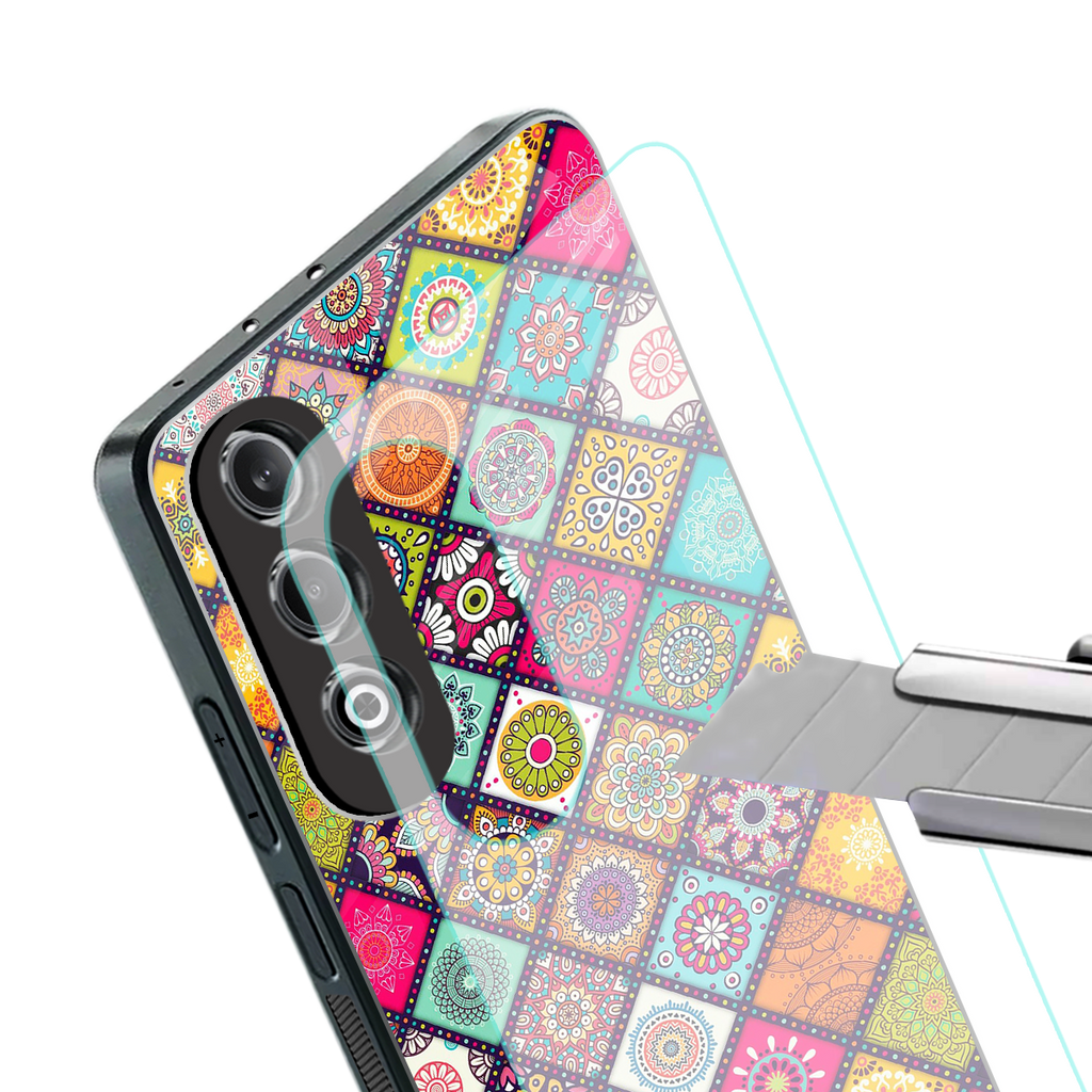 mandala art back phone cover | glass case for oneplus nord ce 4