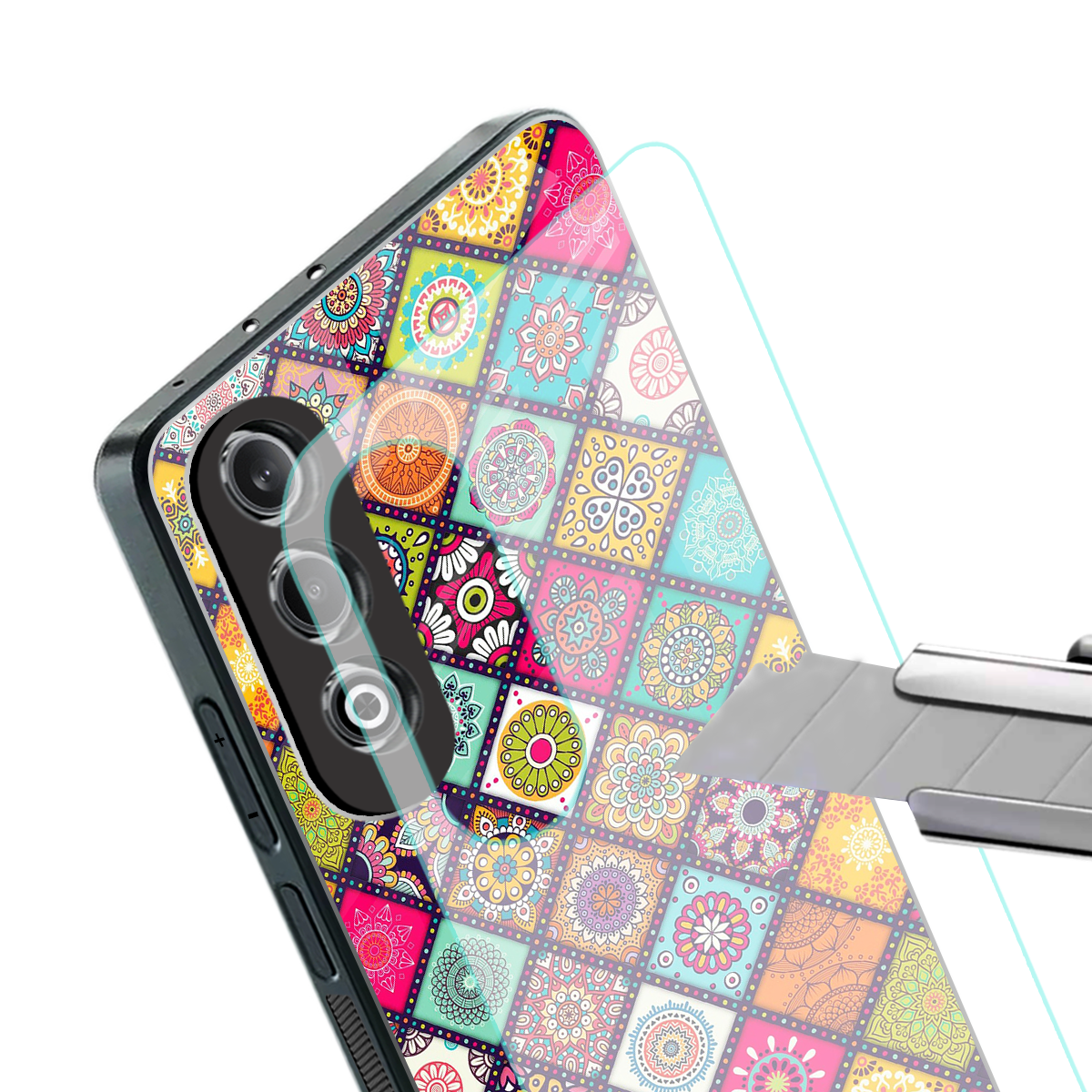 mandala art back phone cover | glass case for oneplus nord ce 4