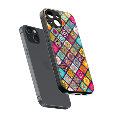 mandala art back phone cover | glass case for iphone 15