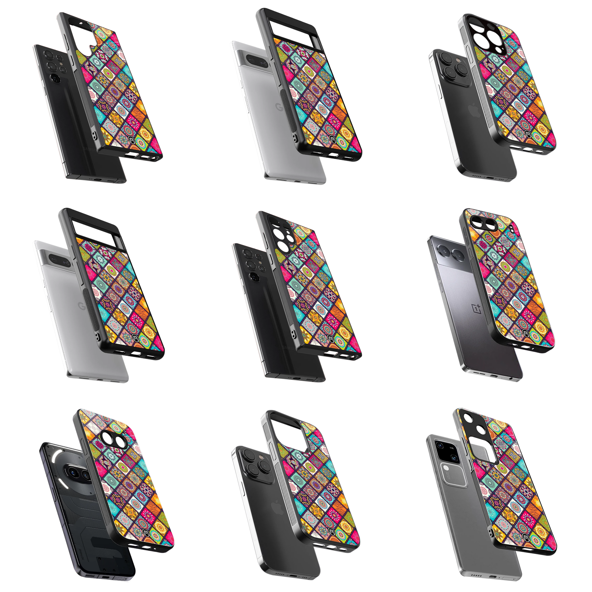 Durable Glass Back Mobile Case for iPhone, Samsung, OnePlus, Google Pixel, Redmi, Vivo, Oppo