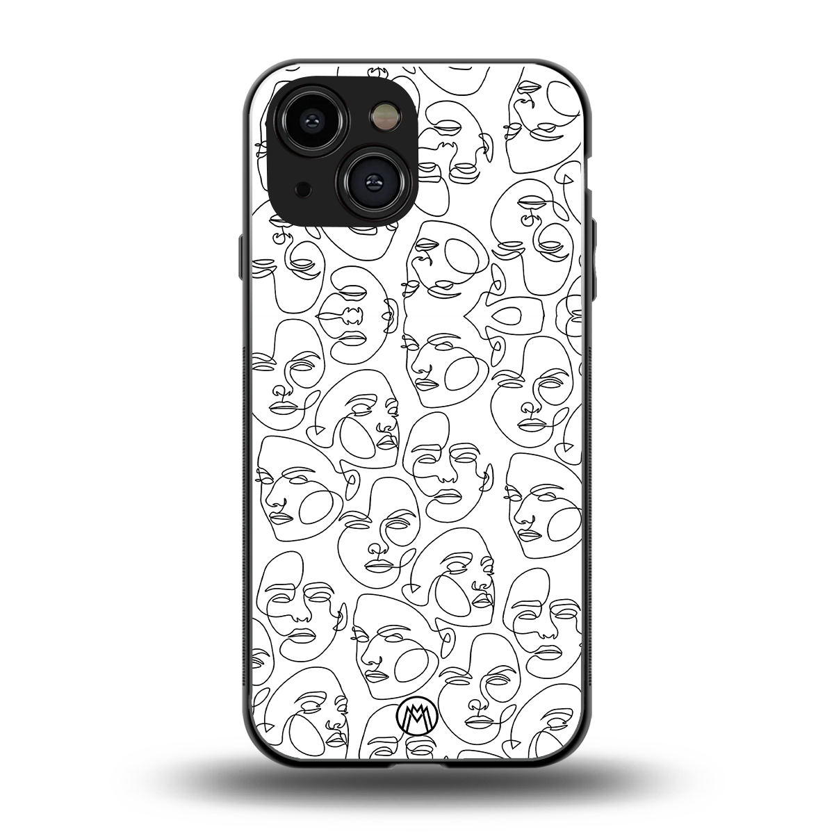 many faces white back phone cover | glass case for iphone 13 mini