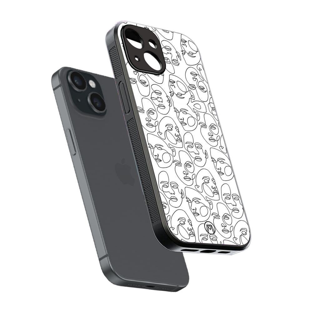 many faces white back phone cover | glass case for iphone 13 mini