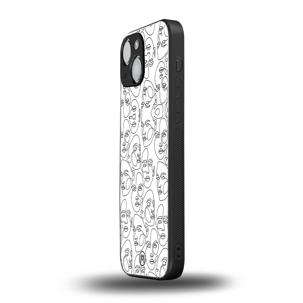 many faces white back phone cover | glass case for iphone 13 mini