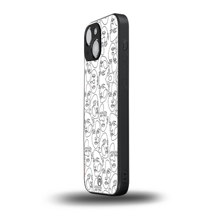 many faces white back phone cover | glass case for iphone 13 mini