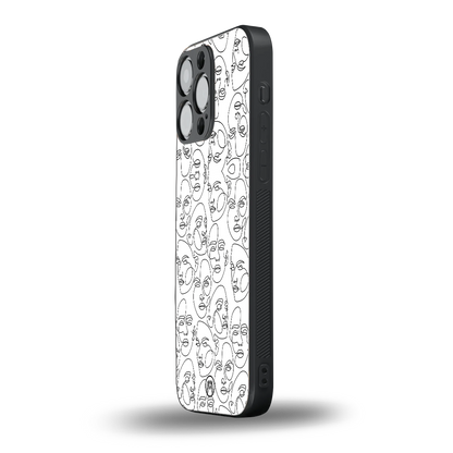 many faces white back phone cover | glass case for iphone 13 pro max
