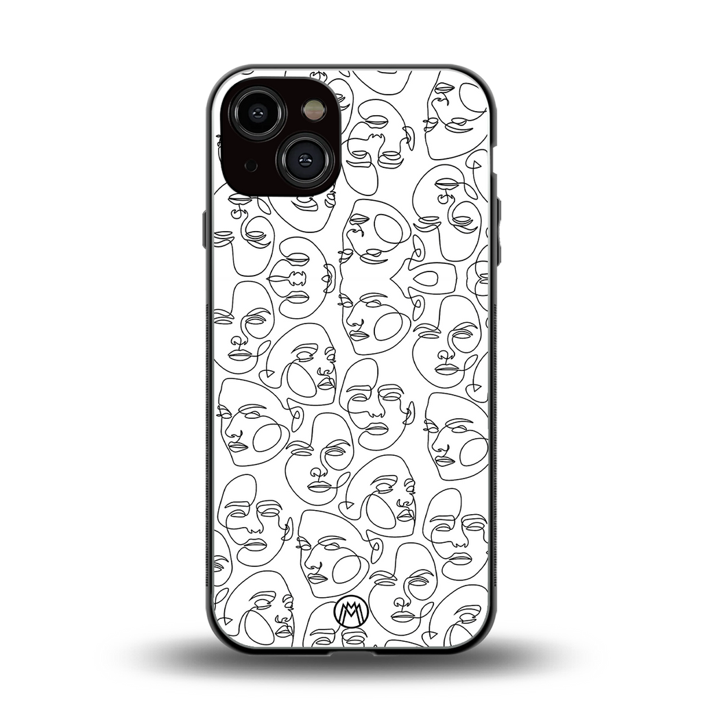 many faces white back phone cover | glass case for iphone 13