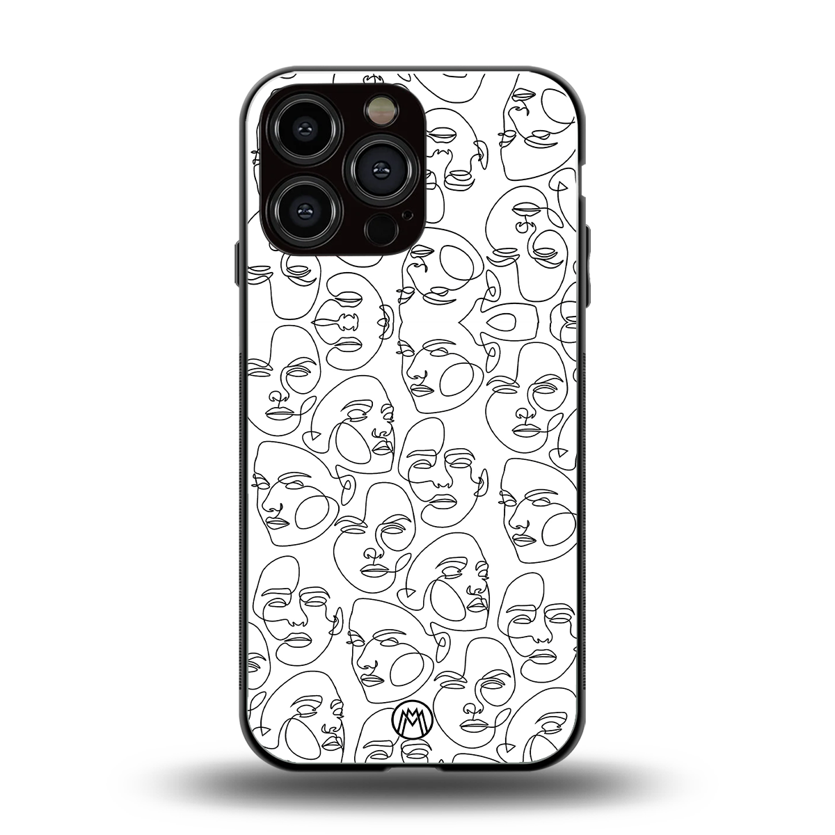 many faces white back phone cover | glass case for iphone 14 pro max