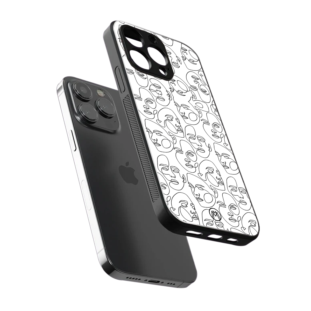many faces white back phone cover | glass case for iphone 15 pro max