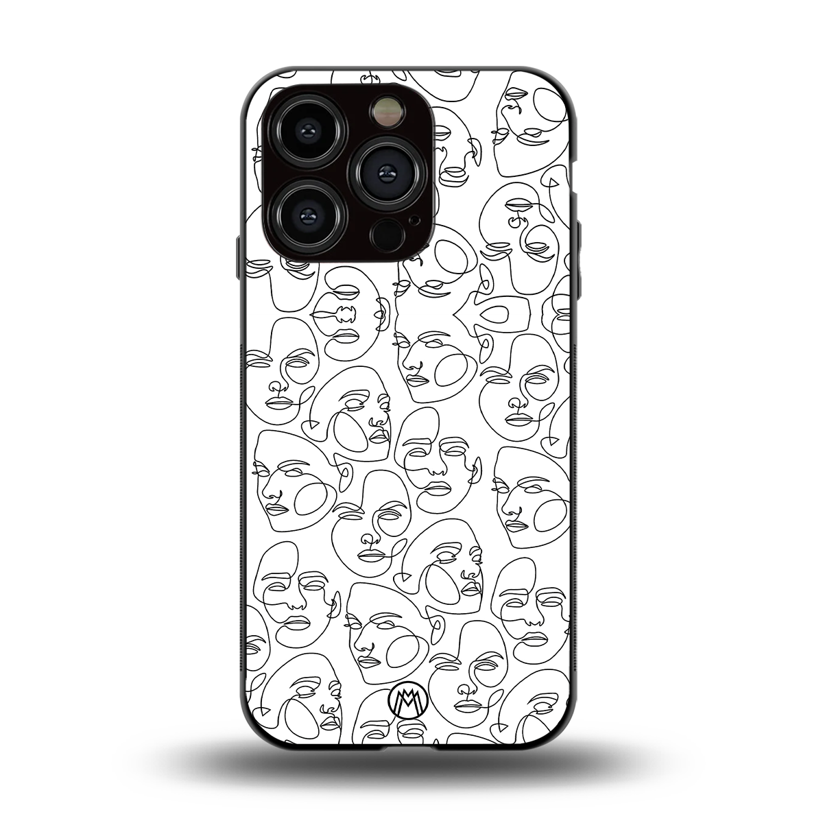 many faces white back phone cover | glass case for iphone 15 pro