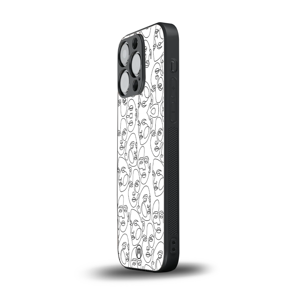 many faces white back phone cover | glass case for iphone 15 pro